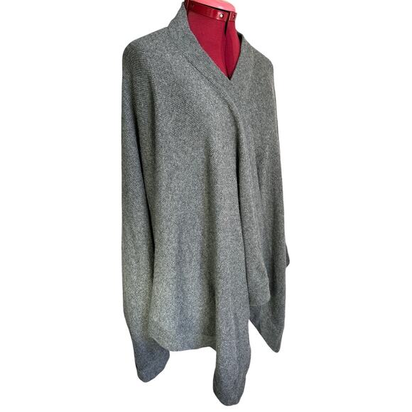 Talbots One Size Cashmere And Wool Blend Gray Open Poncho Cape Shawl Sweater - Picture 2 of 7
